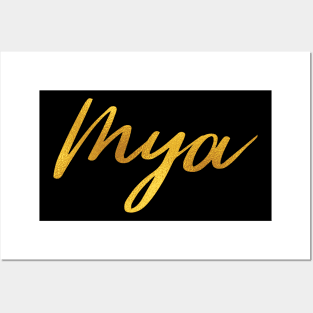 Mya Name Hand Lettering in Faux Gold Letters Posters and Art